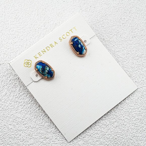 Kendra Scott Blue Mixed Cubic Zirconia Stud Earrings - Picture 1 of 1